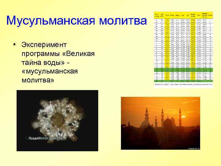 Мусульманская молитва  • Эксперимент программы «Великая тайна воды» - «мусульманская молитва» 