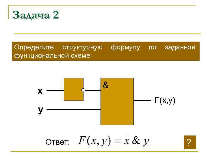 Задача 2 Определите структурную формулу по заданной функциональной схеме:     