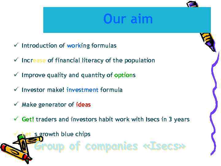       Our aim ü Introduction of working formulas ü