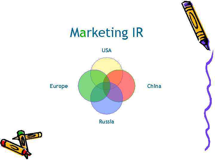    Marketing IR    USA Europe   China 