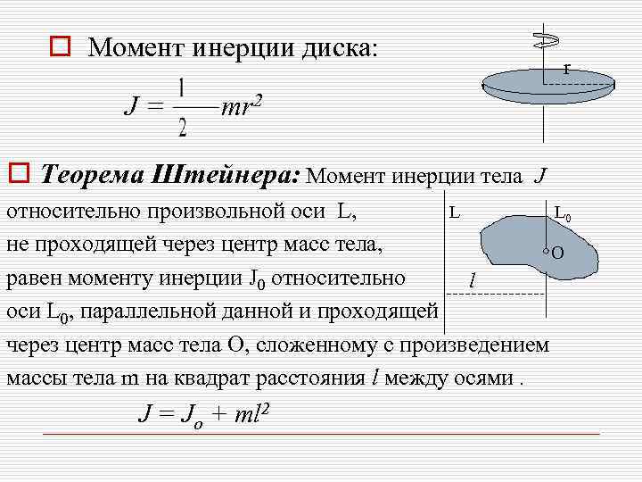 Момент инерции относительно центра масс