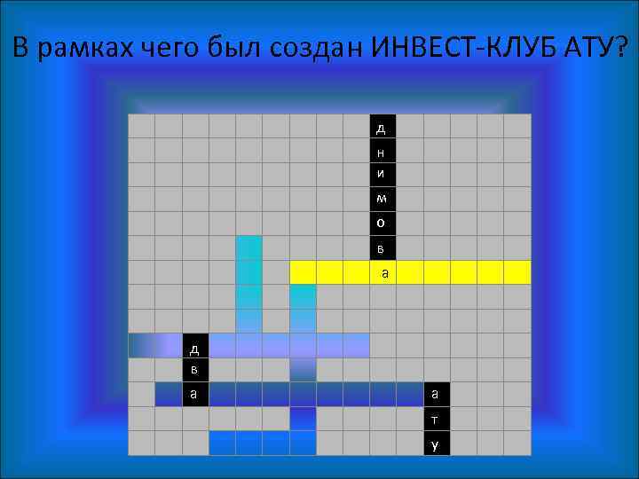 В рамках чего был создан ИНВЕСТ-КЛУБ АТУ? д н и м о в а
