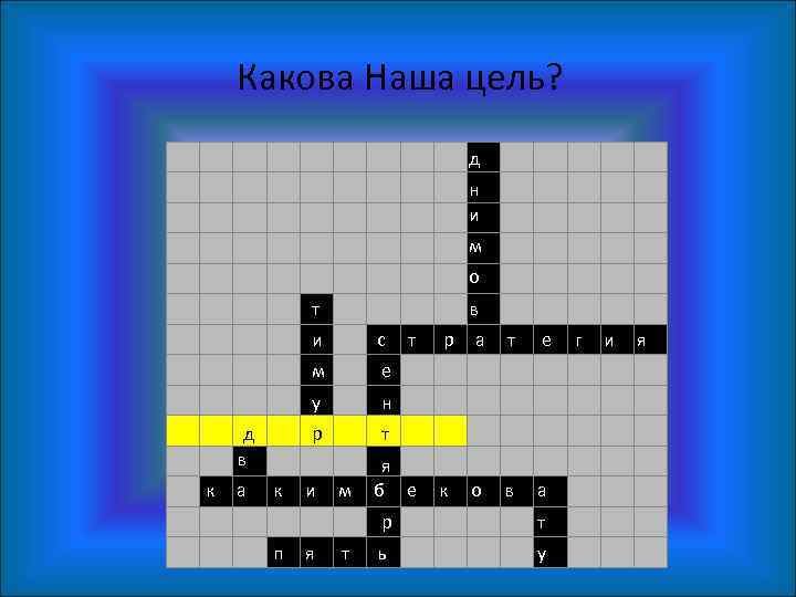 Какова Наша цель? д н и м о т в и м к а