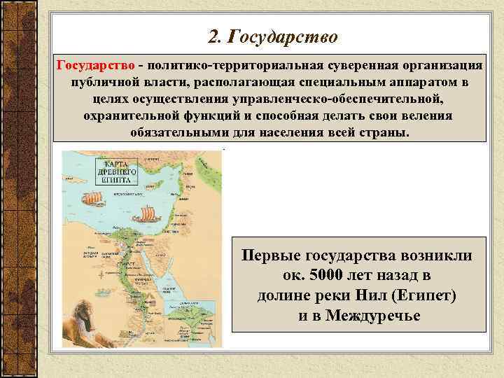      2. Государство - политико-территориальная суверенная организация  публичной власти,
