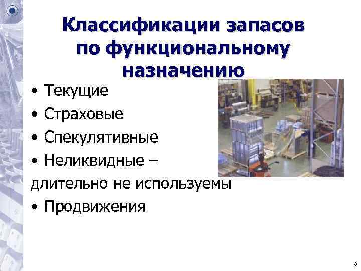 Классификации запасов по функциональному назначению • Текущие • Страховые • Классификации запасов по функциональному назначению • Текущие • Страховые •