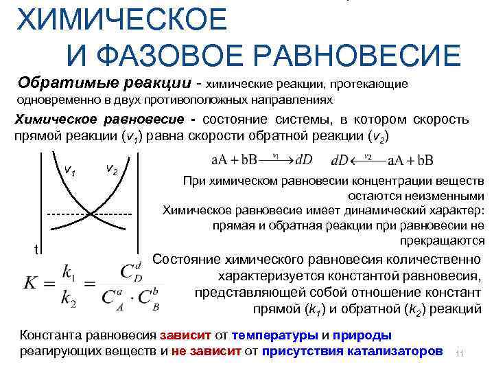 Скорость обратимых химических реакций. Равновесие химических реакций в газовой фазе. Фазовое равновесие. Фазовые равновесия гетерогенных систем. Фазовые равновесия физическая химия.