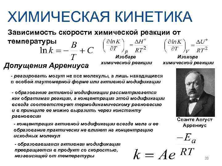 ХИМИЧЕСКАЯ КИНЕТИКА Зависимость скорости химической реакции от температуры    Изобара  