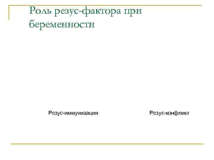 Роль резус-фактора при беременности Резус-иммунизация Резус-конфликт Роль резус-фактора при беременности Резус-иммунизация Резус-конфликт