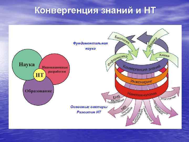 Конвергенция знаний и НТ  Фундаментальная   наука  Основные векторы  Развития