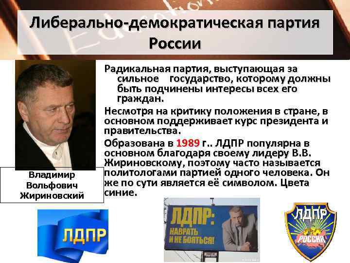  Либерально-демократическая партия    России    Радикальная партия, выступающая за