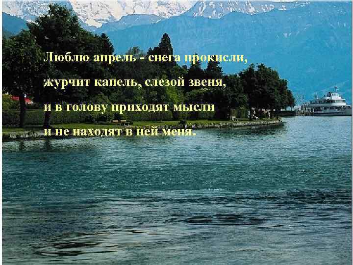 Люблю апрель - снега прокисли, журчит капель, слезой звеня, и в голову приходят мысли
