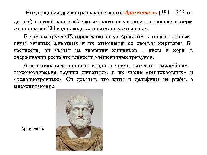   Выдающийся древнегреческий ученый Аристотель (384 – 322 гг.    