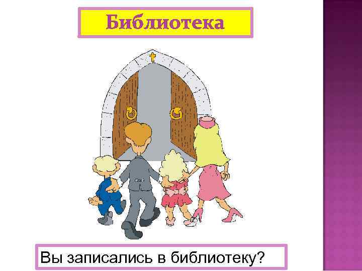 Библиотека Вы записались в библиотеку? 