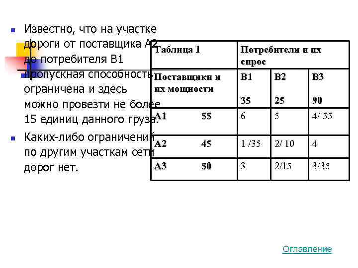 n  Известно, что на участке дороги от поставщика А 2 Таблица 1 Потребители