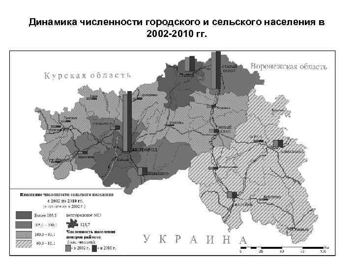 Динамика численности городского и сельского населения в     2002 -2010 гг.