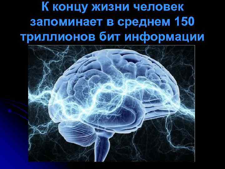   К концу жизни человек запоминает в среднем 150 триллионов бит информации 