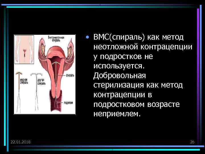    • ВМС(спираль) как метод    неотложной контрацепции  