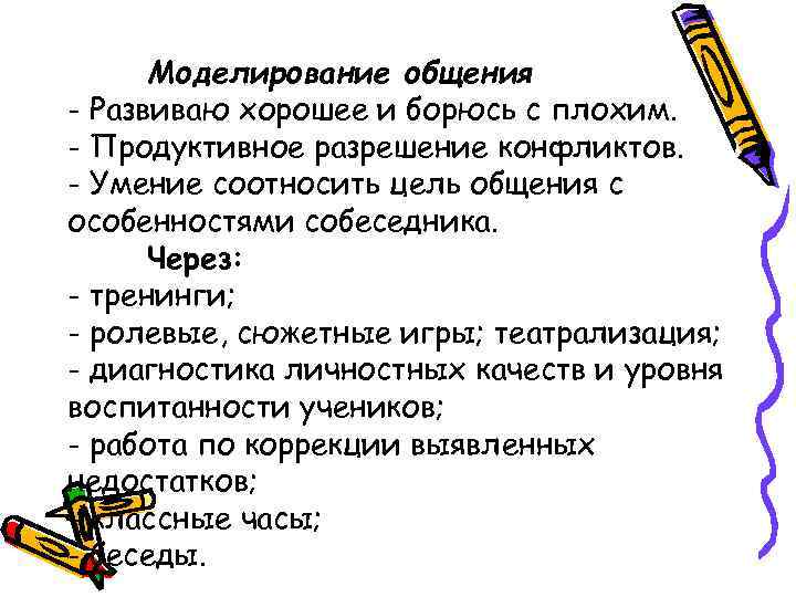  Моделирование общения - Развиваю хорошее и борюсь с плохим. - Продуктивное разрешение конфликтов.