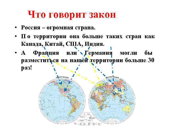   Что говорит закон • Россия – огромная страна.  • П о