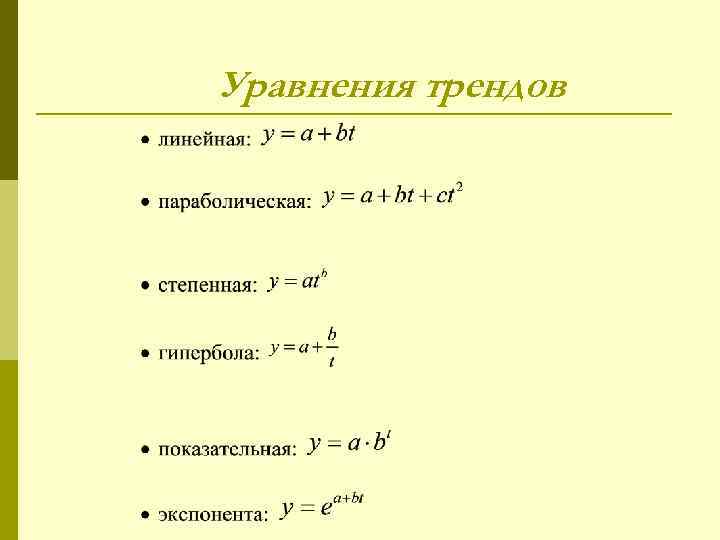 Уравнения трендов 