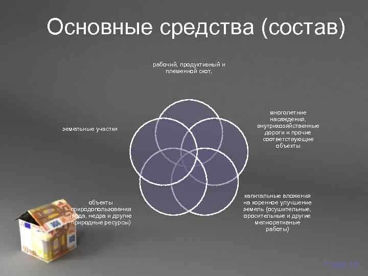 Основные средства (состав)      рабочий, продуктивный и   