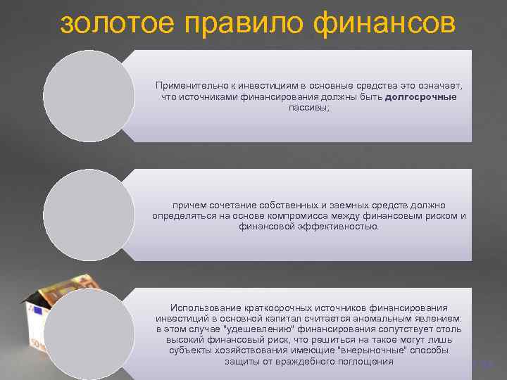 золотое правило финансов Применительно к инвестициям в основные средства это означает,   что