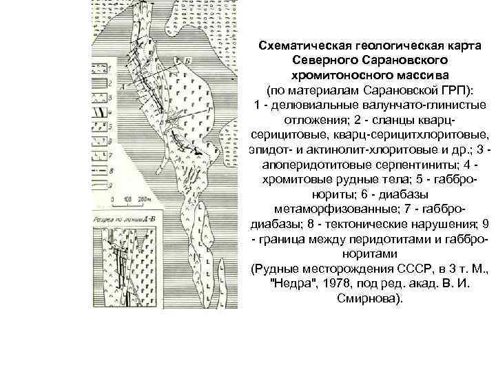 Схематическая геологическая карта Северного Сарановского хромитоносного массива (по материалам Схематическая геологическая карта Северного Сарановского хромитоносного массива (по материалам