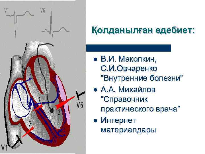 Қолданылған әдебиет:  l  В. И. Маколкин, С. И. Овчаренко “Внутренние болезни” l