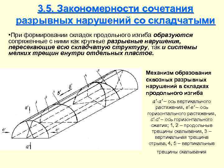  3. 5. Закономерности сочетания  разрывных нарушений со складчатыми • При формировании складок