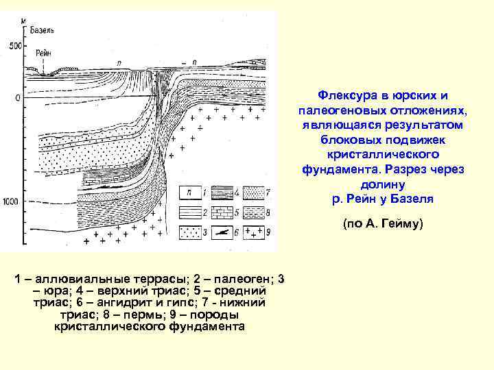     Флексура в юрских и     палеогеновых отложениях,
