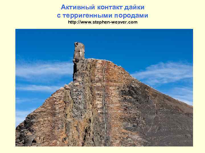 Активный контакт дайки с терригенными породами http: //www. stephen-weaver. com 