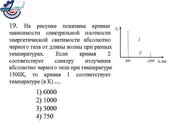 На рисунке представлены кривые зависимости спектральной плотности энергетической светимости