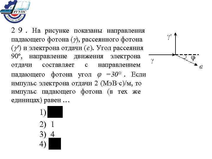 На рисунке показаны направления падающего фотона