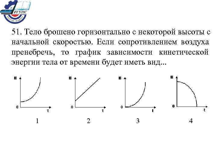 51. Тело брошено горизонтально с некоторой высоты с начальной скоростью.  Если сопротивлением воздуха