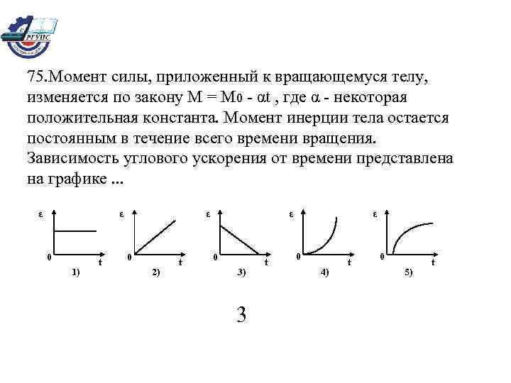 График момента силы