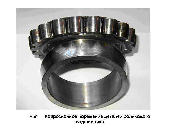 Рис. Коррозионное поражение деталей роликового подшипника 