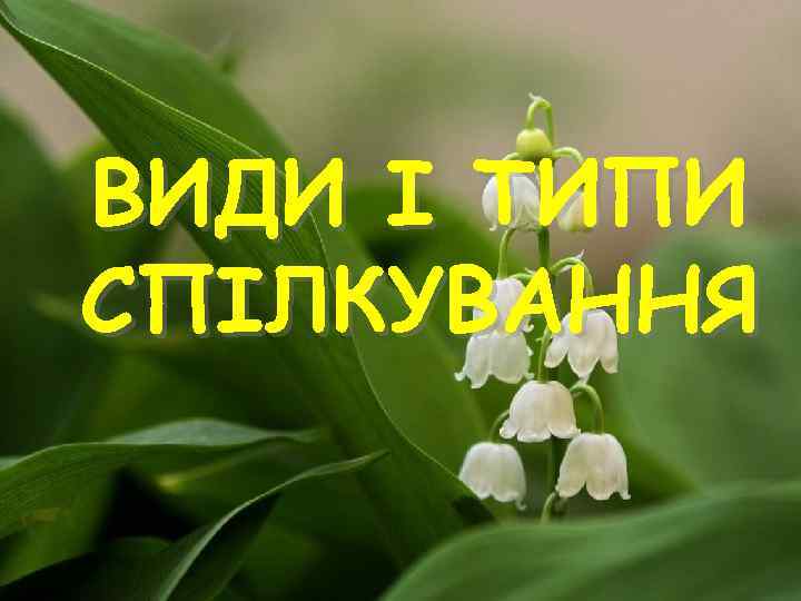 ВИДИ І ТИПИ СПІЛКУВАННЯ 