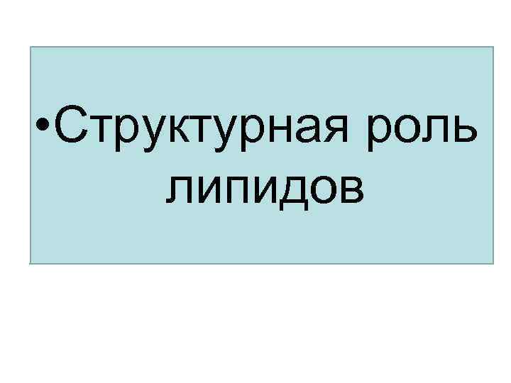 • Структурная роль липидов • Структурная роль липидов