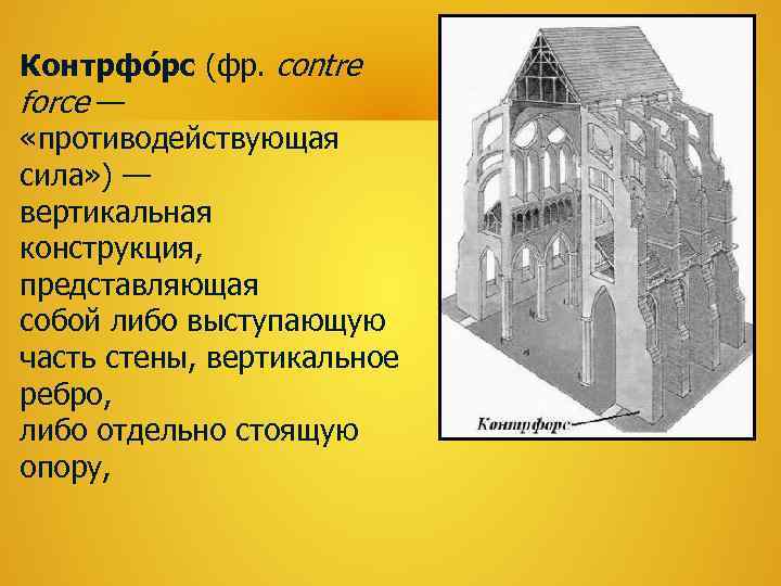 Контрфо рс (фр. contre force —  «противодействующая сила» ) — вертикальная конструкция, 
