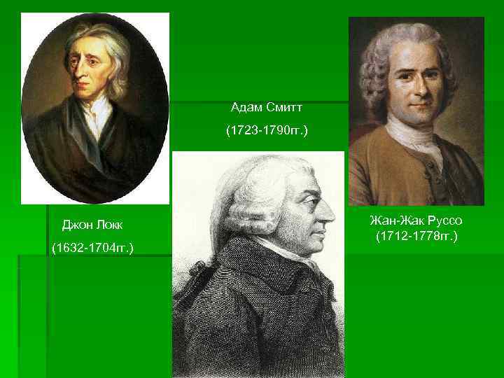    Адам Смитт   (1723 1790 гг. ) Джон Локк 