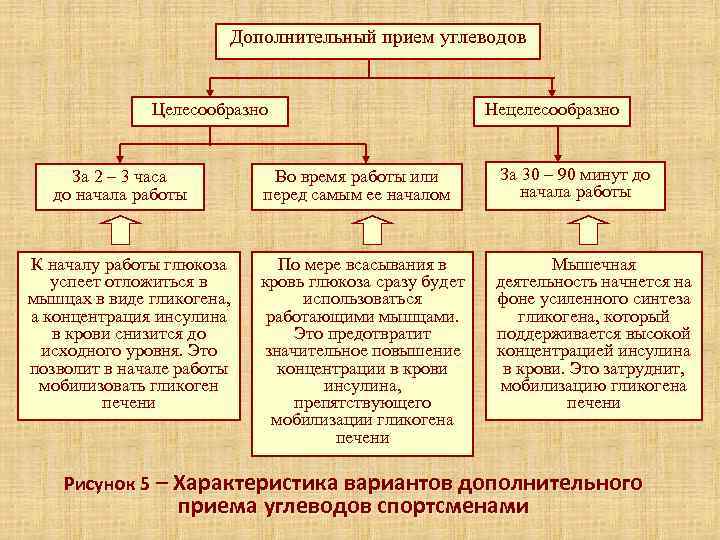     Дополнительный прием углеводов   Целесообразно    