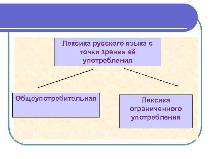   Лексика русского языка с   точки зрения её   употребления