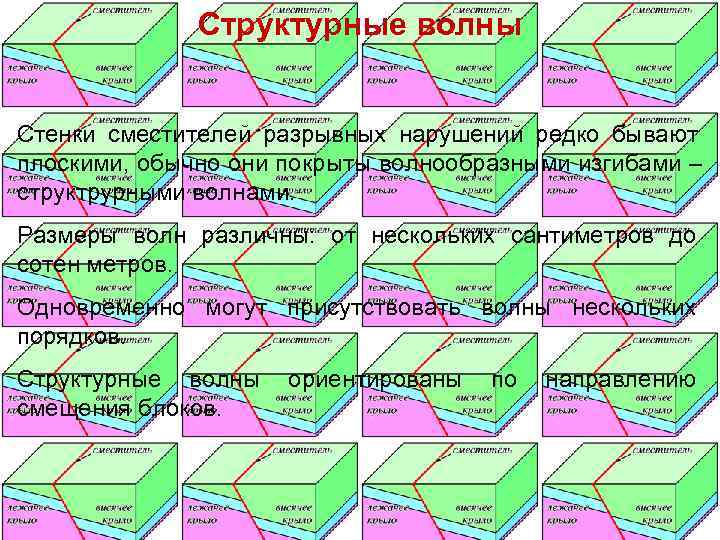    Структурные волны  Стенки сместителей разрывных нарушений редко бывают плоскими, обычно