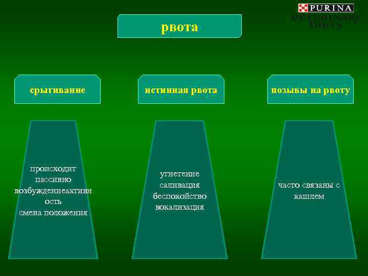     рвота  срыгивание  истинная рвота  позывы на рвоту