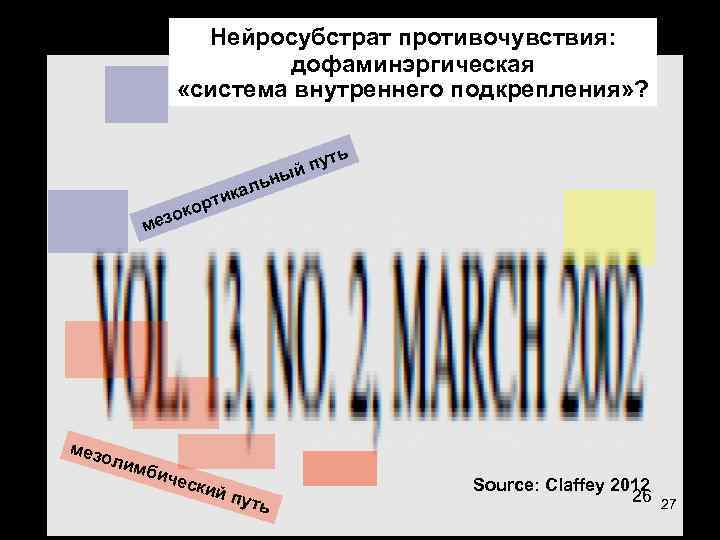    Нейросубстрат противочувствия:     дофаминэргическая   «система внутреннего