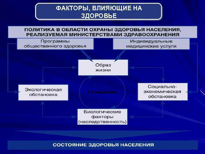 ФАКТОРЫ, ВЛИЯЮЩИЕ НА  ЗДОРОВЬЕ 
