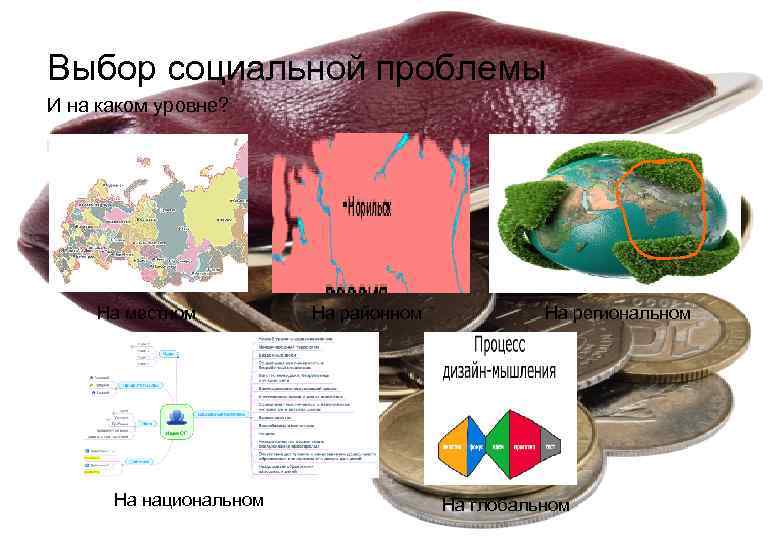 Выбор социальной проблемы И на каком уровне?   На местном   На