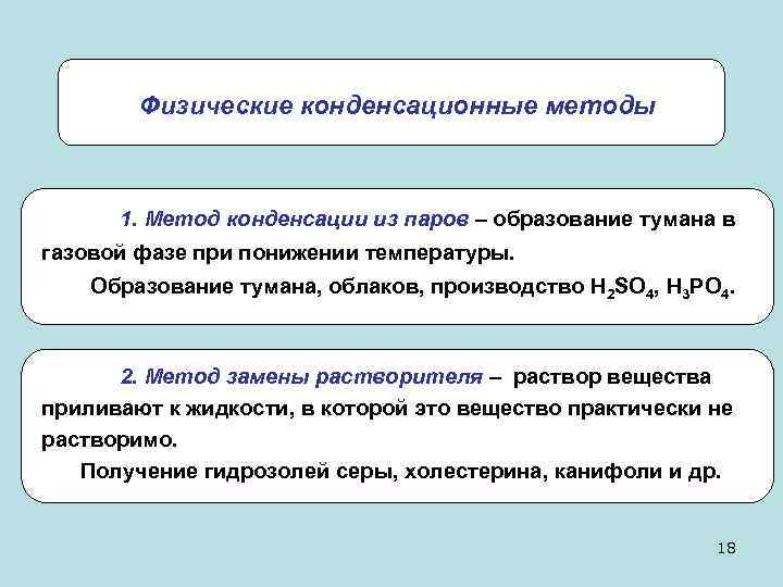   Физические конденсационные методы   1. Метод конденсации из паров – образование
