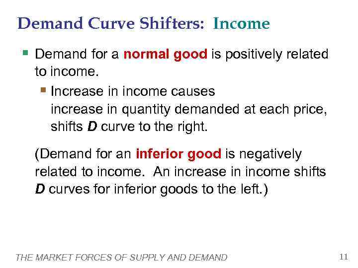Demand Curve Shifters: Income § Demand for a normal good is positively related 