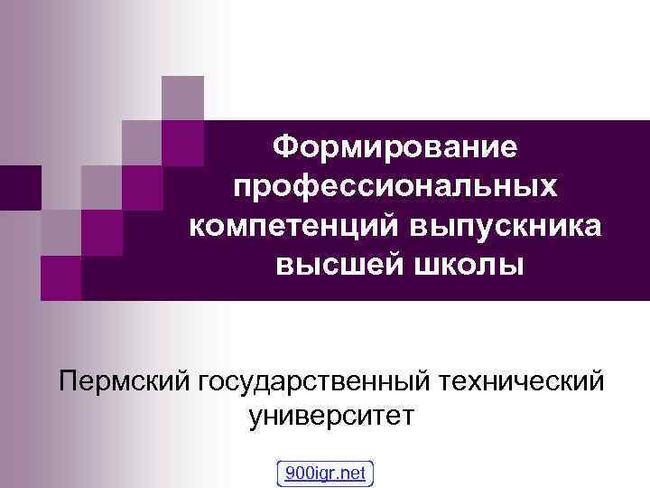   Формирование  профессиональных   компетенций выпускника   высшей школы 